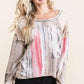BiBi Tie Dye Knit Top with Print Block Shoulder - DAVERRI FASHIONS