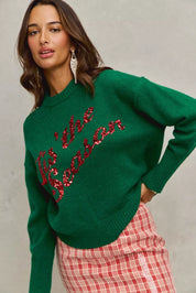 SO ME Sequins Lettering Christmas Holiday Sweater | Sweaters Daverri Fashions