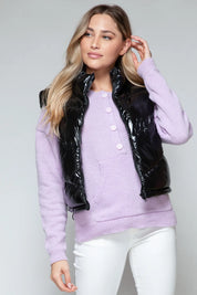 Snobbish Zip Up Turtleneck Shiny Quilted Vest | Vest Jackets Daverri Fashions