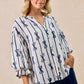 BiBi Bow Ribbon Printed Woven Bubble Sleeves Top - DAVERRI FASHIONS