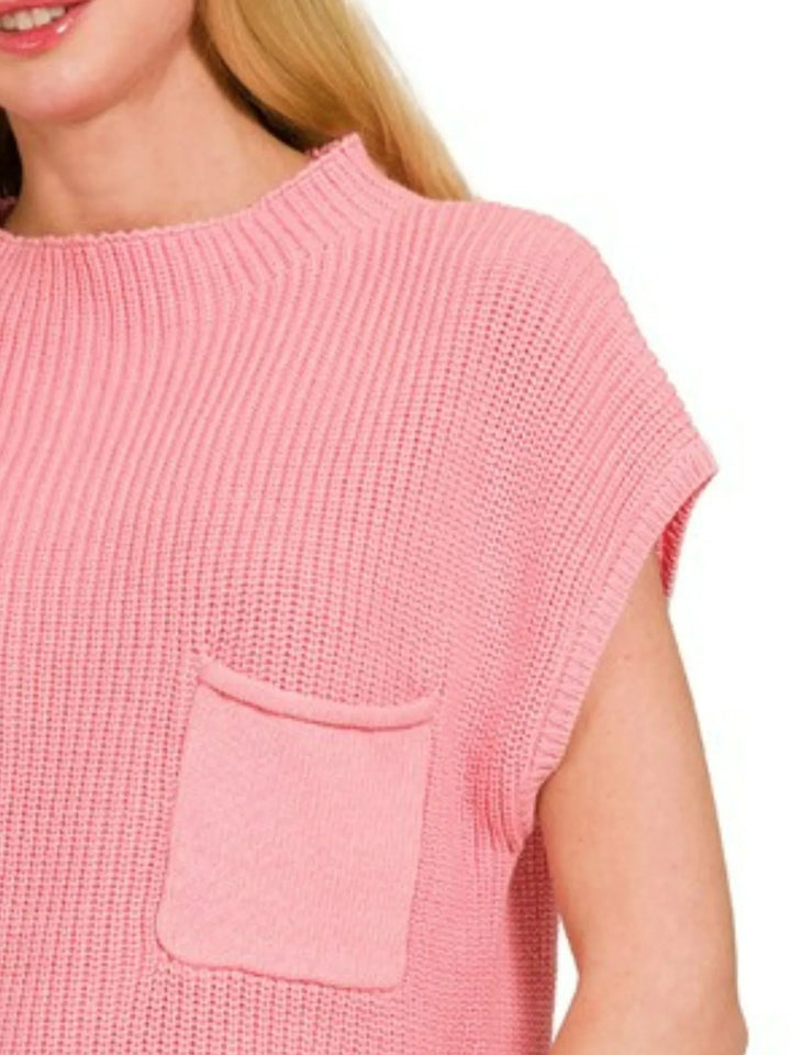 Zenana Mock Neck Short Sleeve Sweater Sweaters