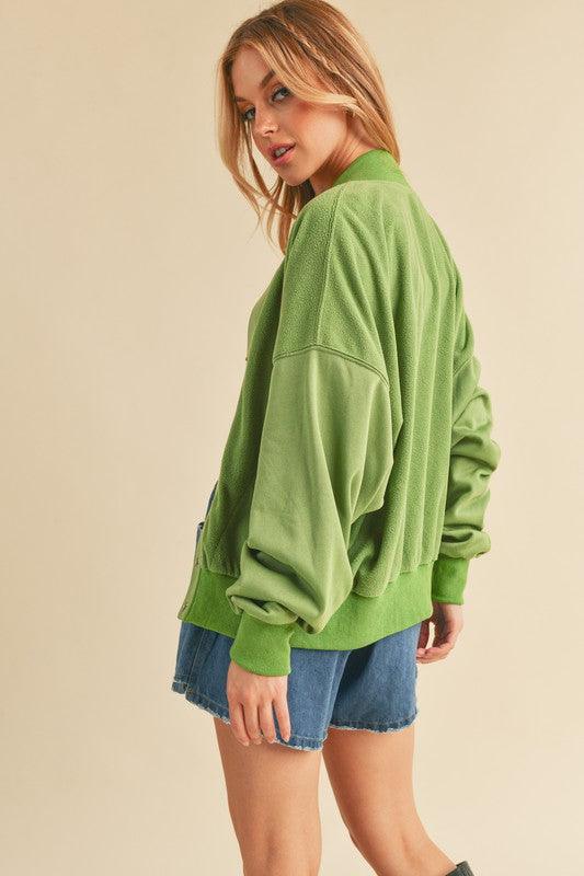 Aemi + Co Snap Down Drop Shoulder Brushed Jacket Jackets