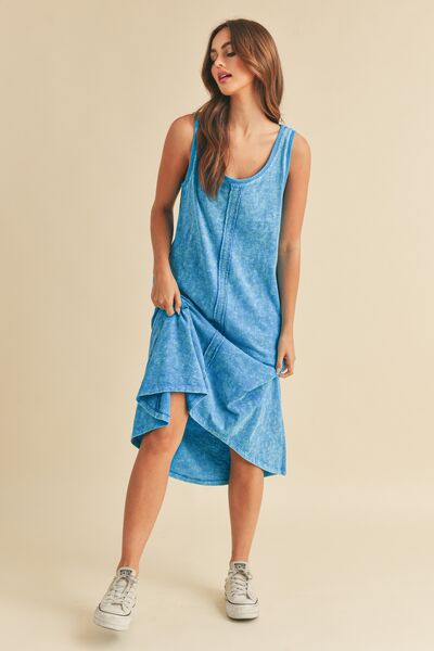 Aemi + Co High-Low Hem Scoop Neck Midi Tank Dress Tank Dresses