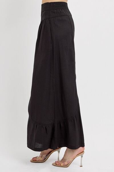 RISEN Shirring Detail Wide Leg Pants