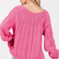 SAGE + FIG Cable-Knit Long Sleeve Sweater Pink Sweaters
