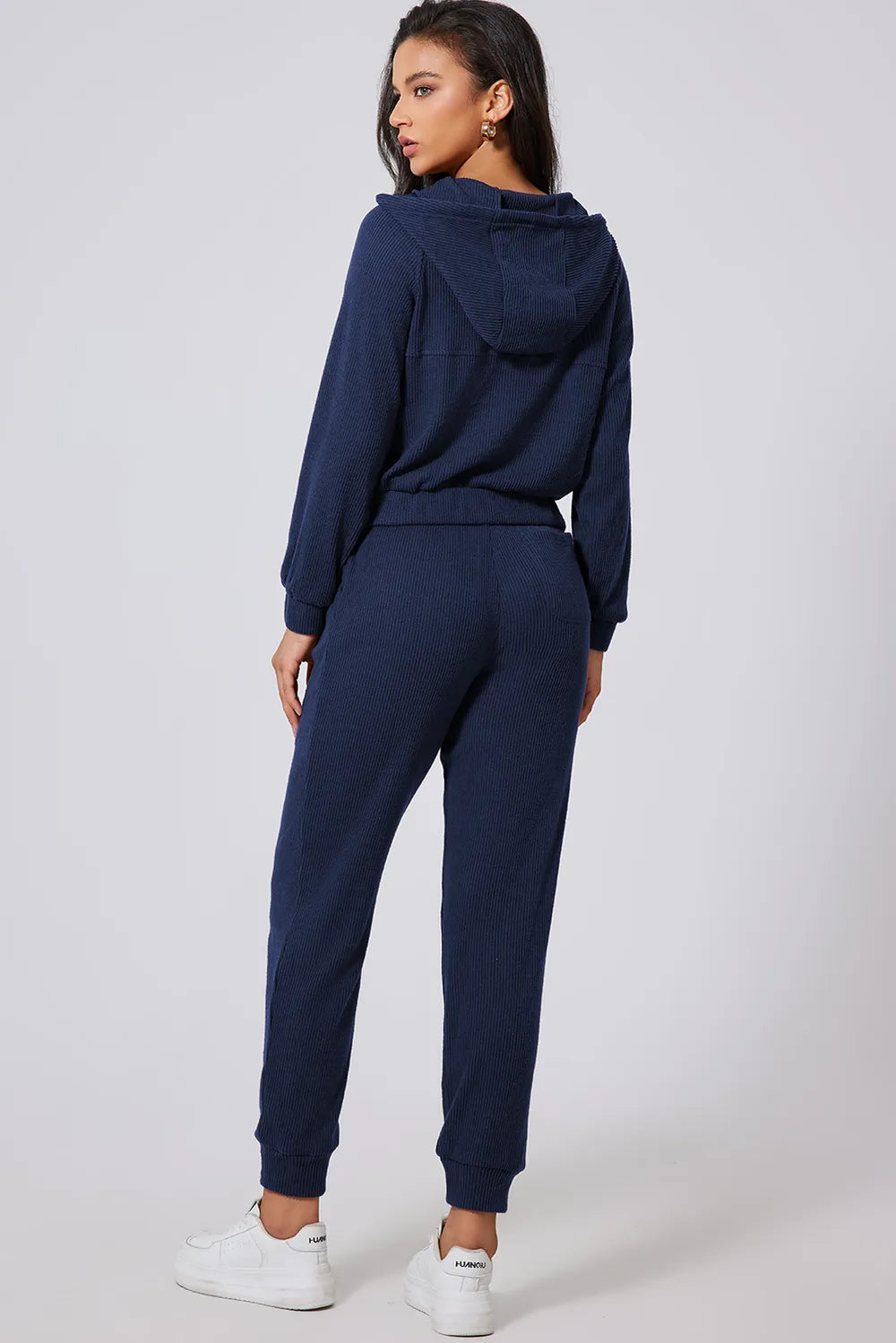 Drawstring Half Zip Hoodie and Joggers Active Set | Loungewear Sets Daverri Fashions