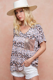 BiBi Leopard Stripe Printed Jersey T-Shirt | Daverri Fashions