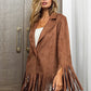 BiBi Single Blazer with Fringed Hem - DAVERRI FASHIONS