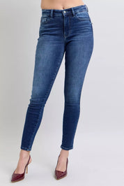 Judy Blue full-size washed thermal skinny jeans in dark blue denim