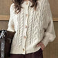 Cable Knit Button-Down Cardigan - DAVERRI FASHIONS