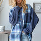 Oh Plaid Button Up Long Sleeve Shacket with Breast Pockets - DAVERRI FASHIONS