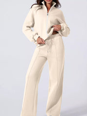Drop Shoulder Zip Up Jacket and Drawstring Pants Active 2pcs Set | Loungewear Sets Daverri Fashions