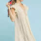 Umgee Linen Tiered Baby Doll Dress in beige with ruffled sleeves