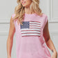 BiBi pink sleeveless knit top with sequined American flag design