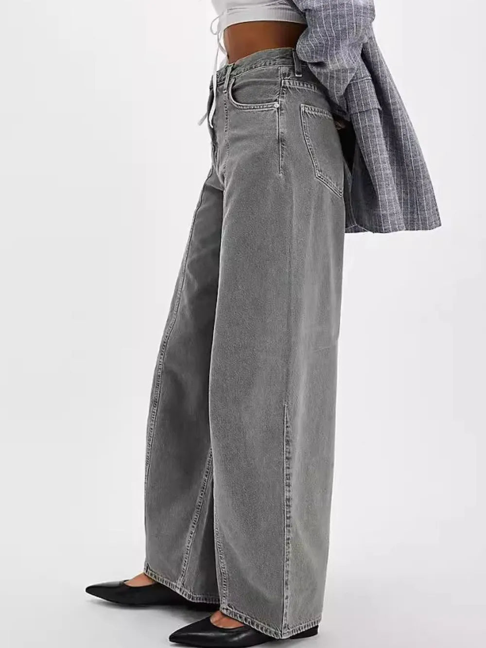 Wide Leg Jeans with Pockets | Jeans Daverri Fashions