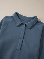 Collared Sweatshirt and High Waist Pants Active Set | Daverri Fashions