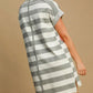 Umgee Peace Applique Striped Short Sleeve Mini Dress - DAVERRI FASHIONS