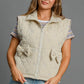 Umgee Sleeveless Quilted Vest with Bow Details CREAM