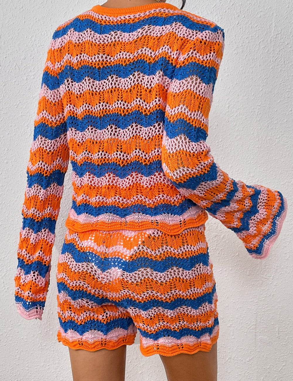 Striped Sweater and Knit Shorts Set | Loungewear Sets Daverri Fashions