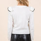 Mittoshop Contrast Trim Ruffled Round Neck Knit Top - DAVERRI FASHIONS