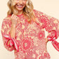 Haptics Ribbon Bow Detail Floral Round Neck Blouse Blouses