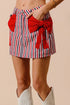 SO ME Contrast Bow Knot Pocket Fourth Of July Denim Skirt - DAVERRI FASHIONS