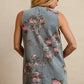BiBi Floral Print Washed Denim Long Rider Vest - DAVERRI FASHIONS
