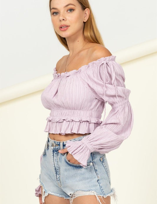 Dipped in Sugar Flounce Hem Blouse