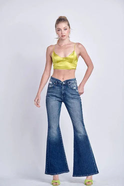 Artemis Vintage High Rise Stretch Flare Jeans - DAVERRI FASHIONS