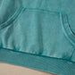 Teal mineral wash women’s half-zip kangaroo pocket baggy hoodie