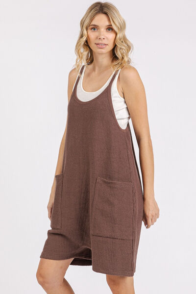 Mittoshop Scoop Neck Spaghetti Strap Overalls with Pockets