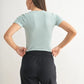 MONO B Essential Micro-ribbed Cropped Athleisure Tee