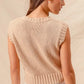 SO ME Notched Neck Cable Knit Sweater Vest