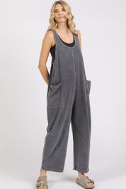 Mittoshop Scoop Neck Wide Leg Overalls Overalls