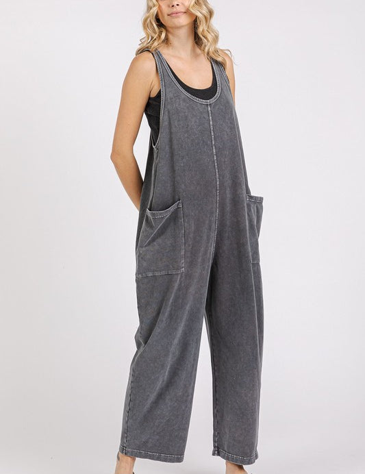 Mittoshop Scoop Neck Wide Leg Overalls Overalls