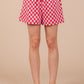 Ces Femme Checkered Round Neck Top and Shorts Set Outfit Sets