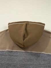 Mixed Texture Patchwork Exposed Seam Half Button Hoodie | Hoodies Daverri Fashions