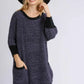 Umgee Full Size Ribbed Hem Round Neck 3/4 Sleeve Sweater Dress with Pockets Plus Size - DAVERRI FASHIONS
