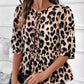 Tied Leopard Round Neck Half Sleeve Blouse - DAVERRI FASHIONS