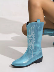 Embroidered Block Heels Boots | Boots Daverri Fashions
