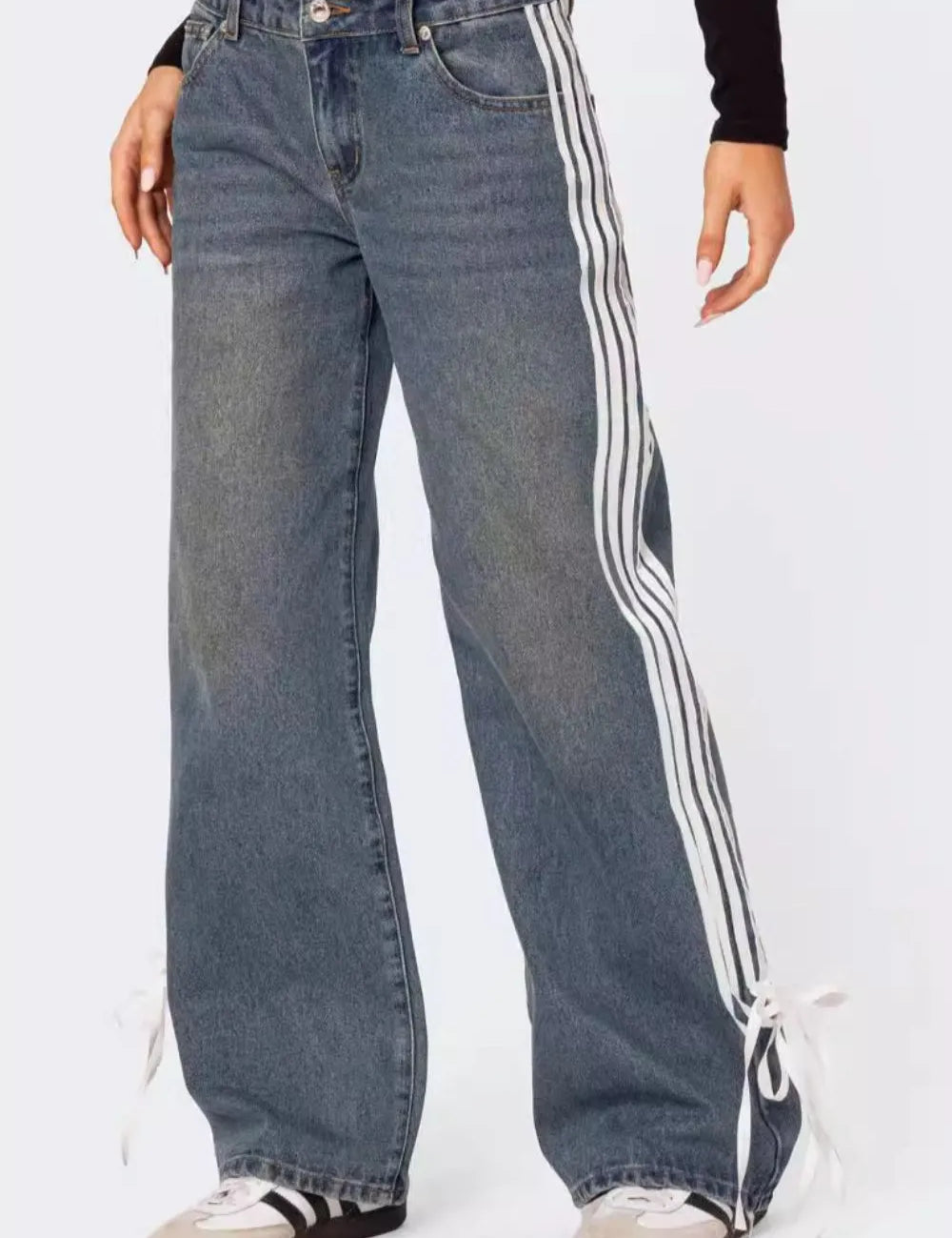 Medium XL Side Striped Loose Fit Jeans | Jeans Daverri Fashions