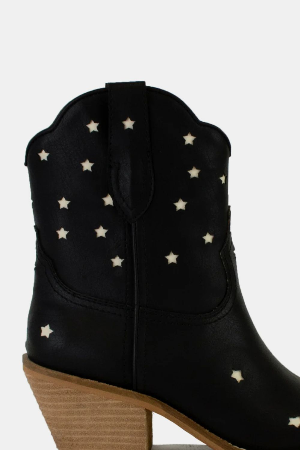 Beast Fashion Faux Leather Star-Shaped Cutouts Point Toe Boots Footwear