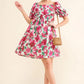 And The Why Smocked Floral Ruffle Short Sleeve Mini Dress - DAVERRI FASHIONS