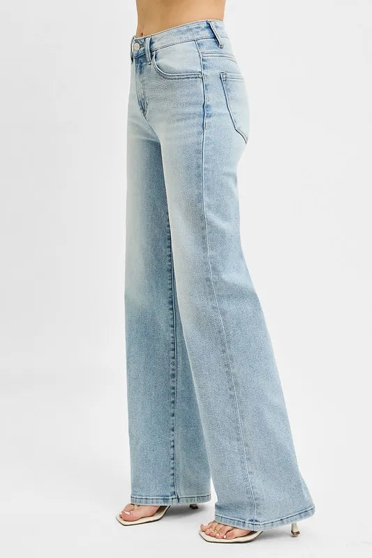 RISEN High Rise Wide Leg 90's Jeans | Daverri Fashions