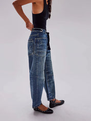 Washed Wide Leg Barrel Jeans | Jeans Daverri Fashions