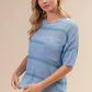 BiBi Patch Pocket Striped lightweight sweater top in light blue stripes