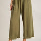 Umgee Full Size Linen Blend Elastic Waistband Wide Leg Pants Plus Size Yellow-Green Pants
