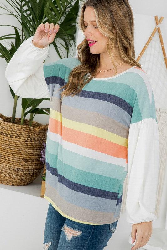 Multi Striped Boxy Top Shirts & Tops