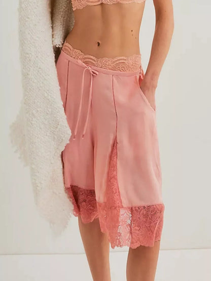 Lace Detail Shorts - DAVERRI FASHIONS