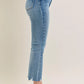Judy Blue vintage wash straight-leg jeans with frayed hem